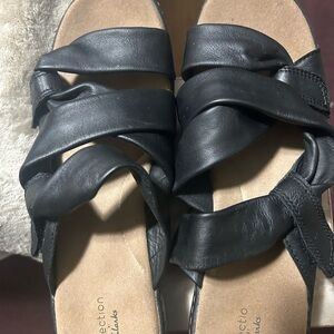 Clarks Black Sandals with Criss-Cross Straps